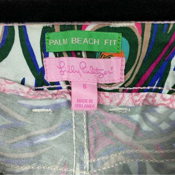Lilly Pulitzer Tickle Me Fancy Peacock Feather Palm Beach Fit Pants Sz.6 - Picture 6 of 13